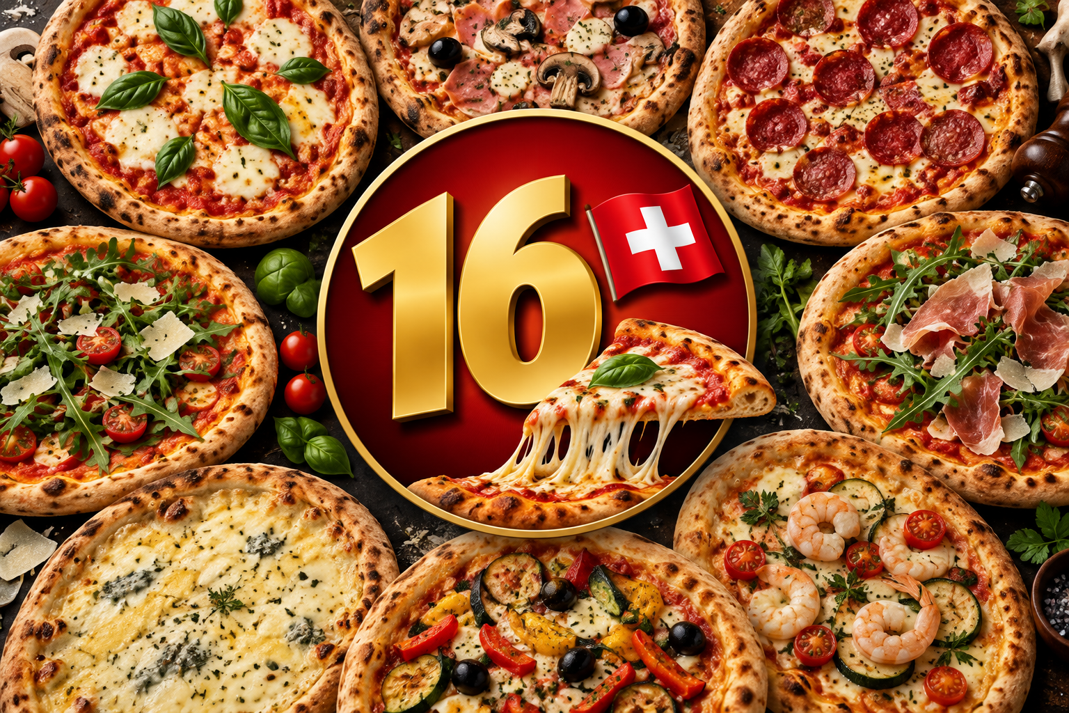 Toutes les pizzas à 16 CHF